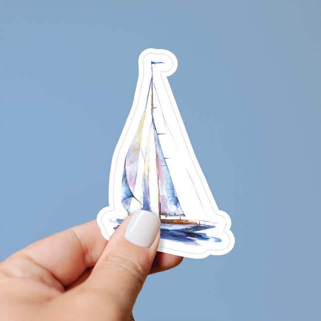 Watercolor Sailboat Blues - Vinyl Sticker