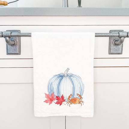 Crab & Blue Pinstripe Pumpkin - Cotton Tea Towel