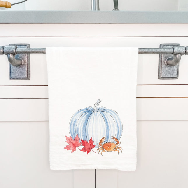 Crab & Blue Pinstripe Pumpkin - Cotton Tea Towel