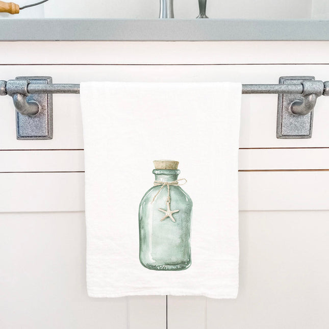Sea Glass Bottle - Customizable Cotton Tea Towel