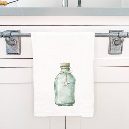 Sea Glass Bottle - Customizable Cotton Tea Towel
