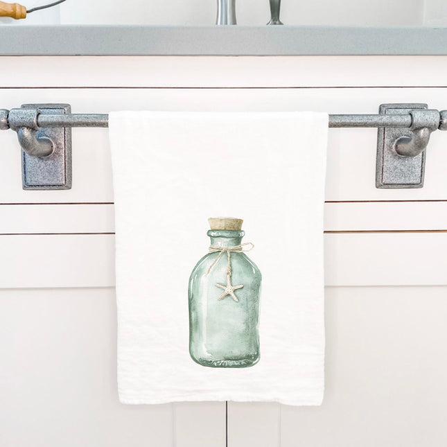 Sea Glass Bottle - Customizable Cotton Tea Towel