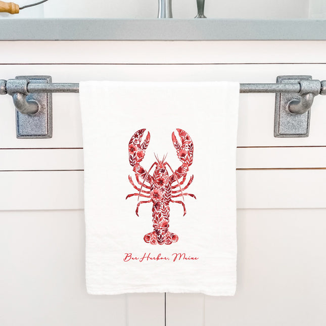 Watercolor Floral Red Lobster - Custom Cotton Tea Towel