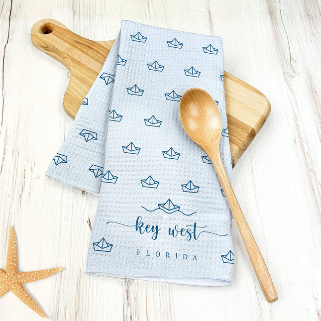 Paper Boats - Custom Waffle Weave Towel