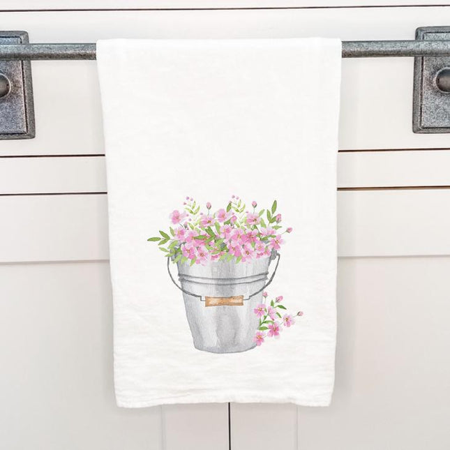 Flowers in a Pail - Cotton Tea Towel