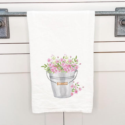 Flowers in a Pail - Cotton Tea Towel