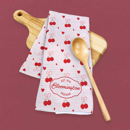 Cherry Bows - Custom Waffle Weave Towel