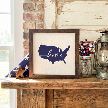 America - Home - Framed Sign