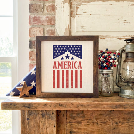 Vintage American Flag Poster - Framed Sign