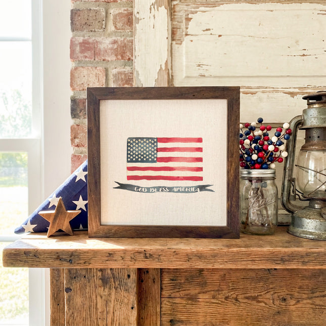 God Bless America Flag - Framed Sign