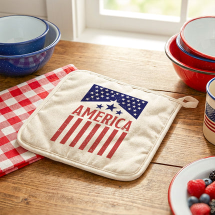 Vintage American Flag Poster - Cotton Pot Holder