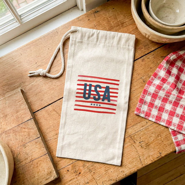 USA Stripes - Canvas Wine Bag