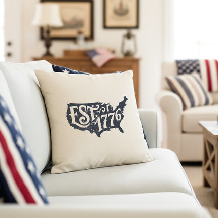 Vintage America Silhouette 1776 - Square Canvas Pillow