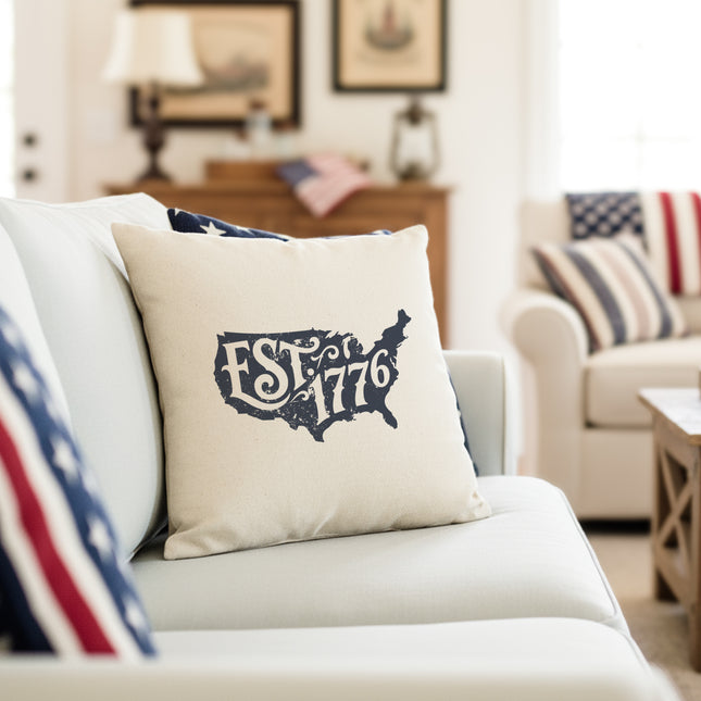 Vintage America Silhouette 1776 - Square Canvas Pillow
