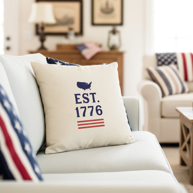 USA Badge - Est. 1776 - Square Canvas Pillow