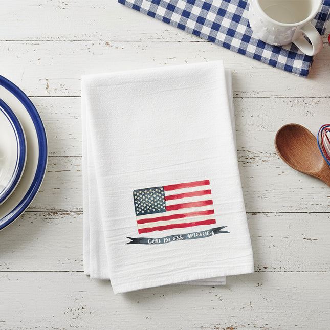 God Bless America Flag - Cotton Tea Towel