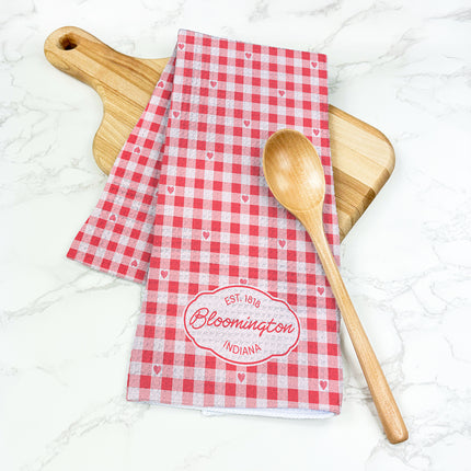 Pink Heart Gingham Plaid - Custom Waffle Weave Towel