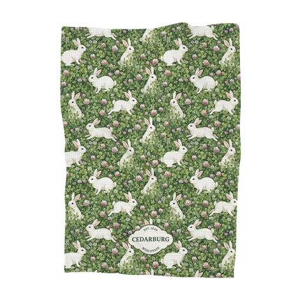 Rabbits in a Clover Field - Custom Waffle Weave Towel
