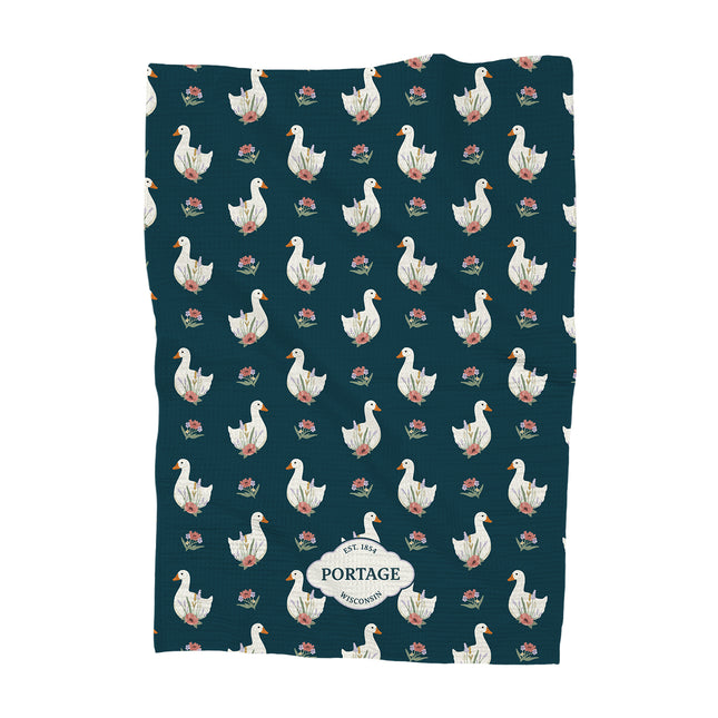 Spring Floral Goose - Custom Waffle Weave Towel