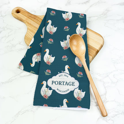 Spring Floral Goose - Custom Waffle Weave Towel