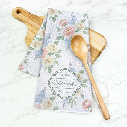 Spring Floral Bouquet - Custom Waffle Weave Towel