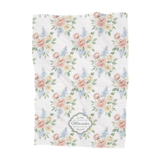 Spring Floral Bouquet - Custom Waffle Weave Towel