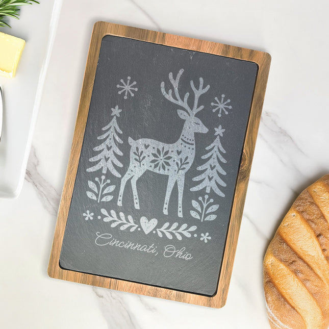 Scandanavian Christmas Deer - Custom Slate Serving Board