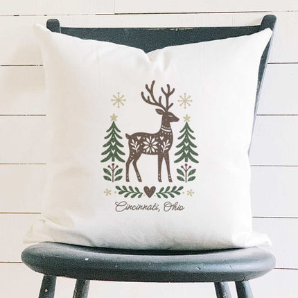 Scandanavian Christmas Deer - Custom Square Canvas Pillow