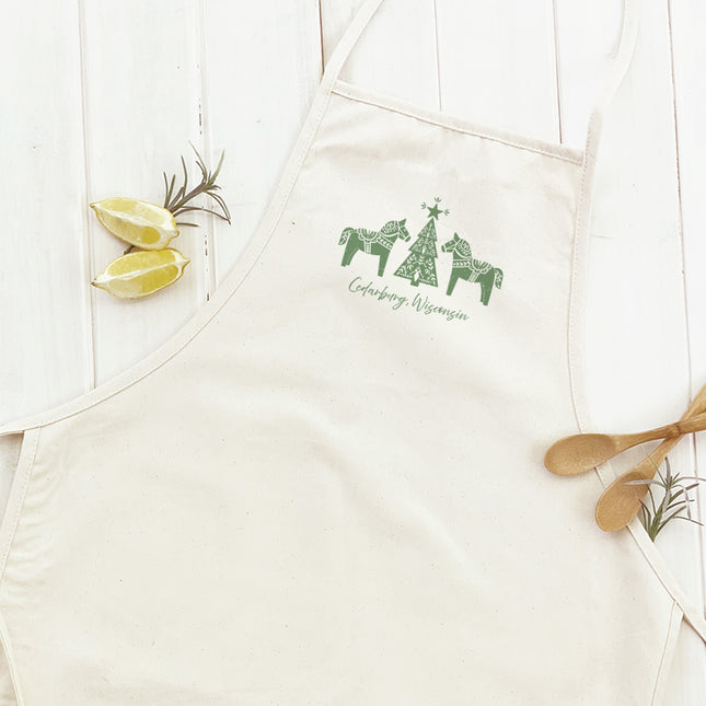 Scandanavian Christmas Dala Horses - Custom Women's Apron