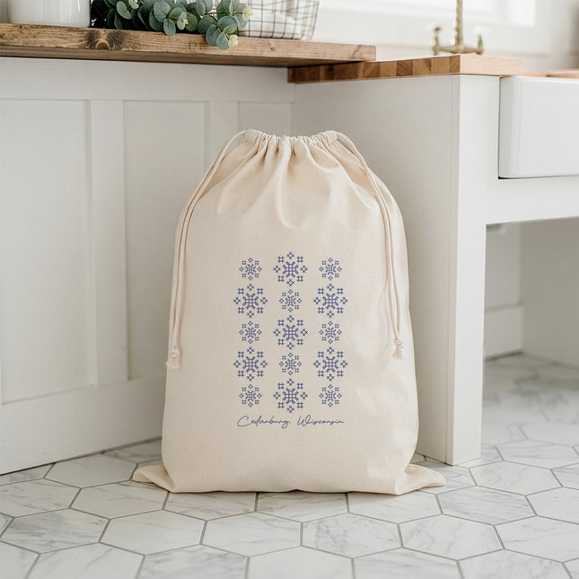 Scandanavian Stitch Snowflakes - Custom Laundry Bag