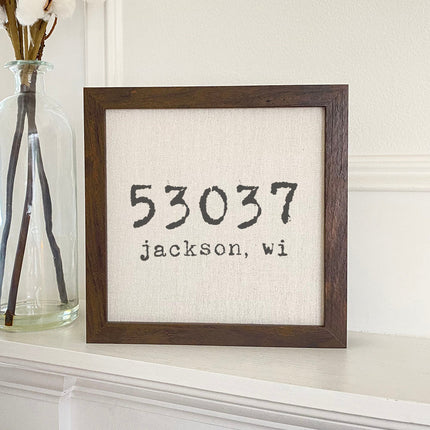 Zip Code - Custom Framed Sign