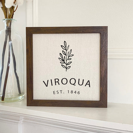 Leaves w/ City, Est - Custom Framed Sign