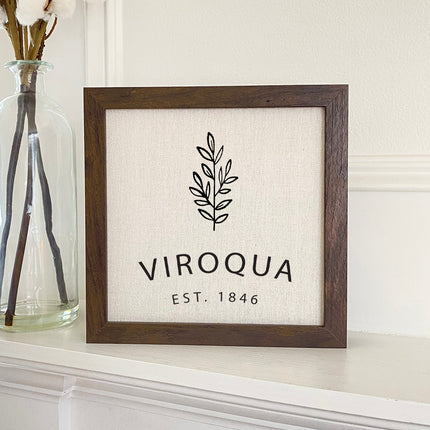 Leaves w/ City, Est - Custom Framed Sign