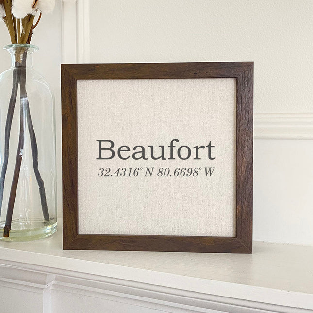 City and Coordinates - Custom Framed Sign