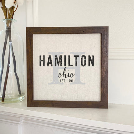 City and State w/ Initial - Custom Framed Sign