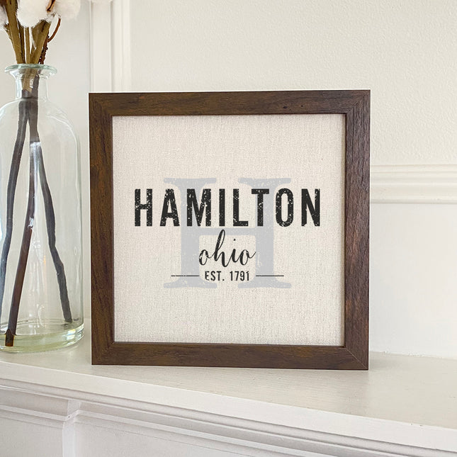 City and State w/ Initial - Custom Framed Sign