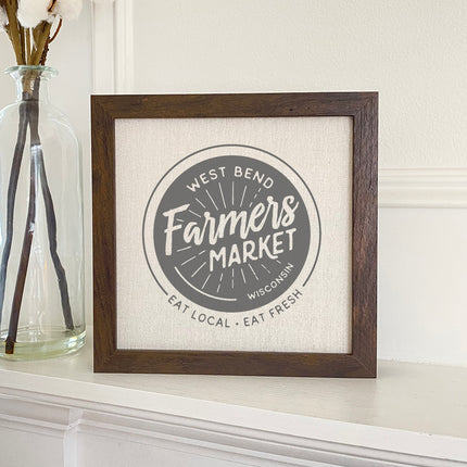 Farmers Market Eat Local w/ City, State - Custom Framed Sign