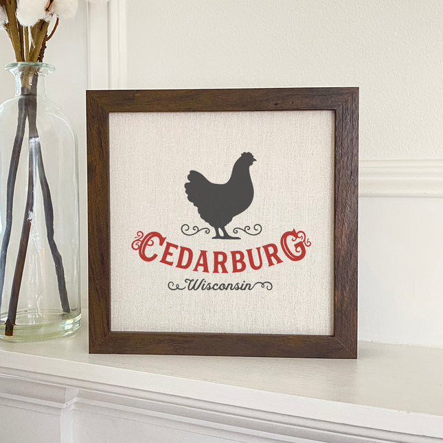 Vintage Icon (Chicken) City/State - Custom Framed Sign