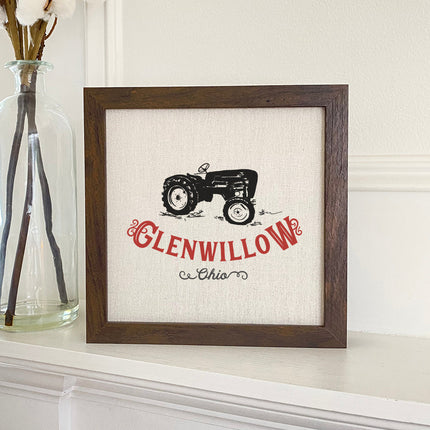 Vintage Icon (Tractor) City/State - Custom Framed Sign