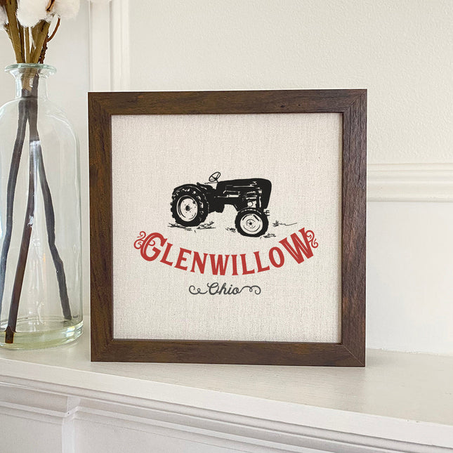 Vintage Icon (Tractor) City/State - Custom Framed Sign