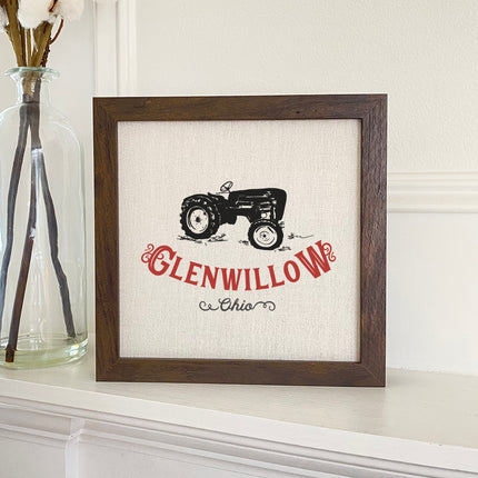 Vintage Icon (Tractor) City/State - Custom Framed Sign