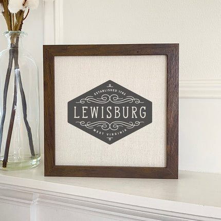 Flourish Sign w/ City, State - Custom Framed Sign