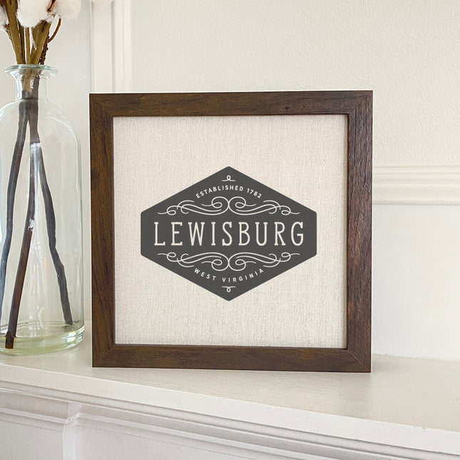 Flourish Sign w/ City, State - Custom Framed Sign