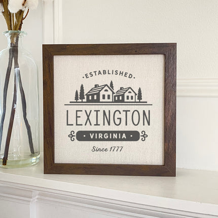 Simple Houses w/ City, State - Custom Framed Sign