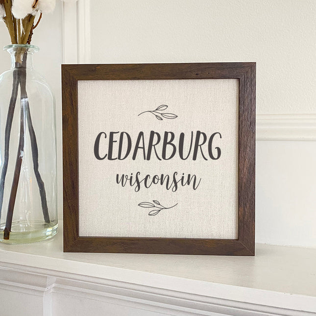 Leaf Framed City/State - Custom Framed Sign