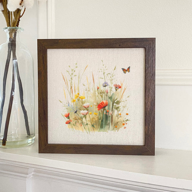 Watercolor Wildflower Grass - Framed Sign