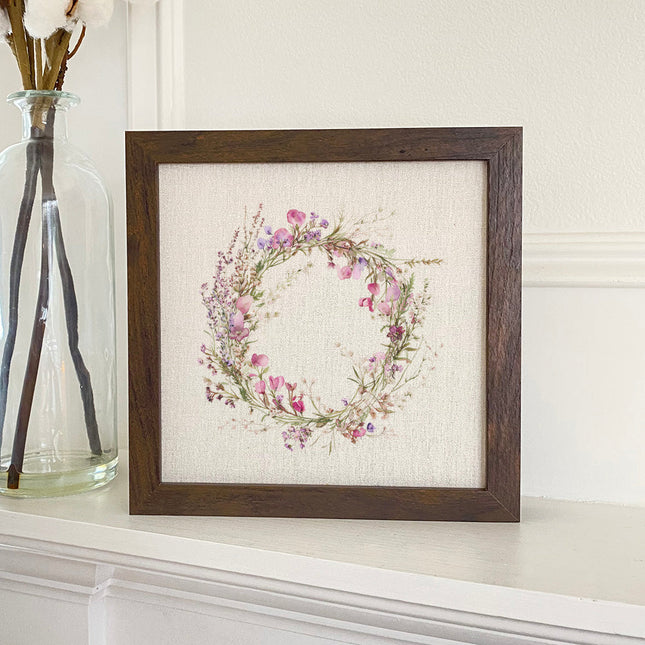 Purple Spring Wreath - Framed Sign
