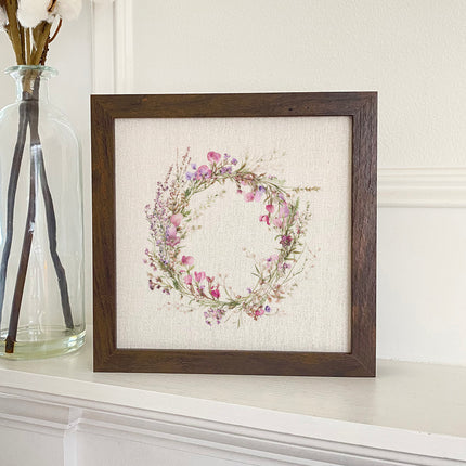 Purple Spring Wreath - Framed Sign