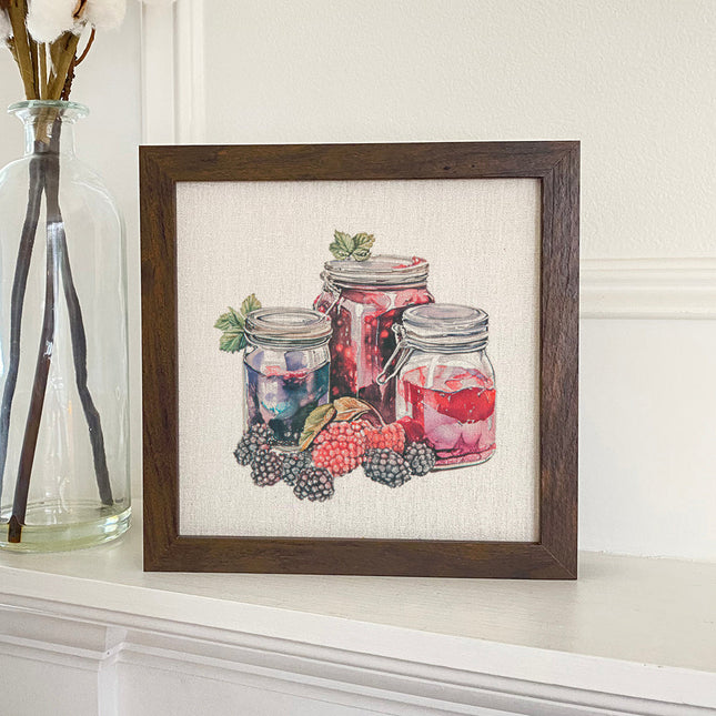 Jams Jars and Berries - Framed Sign