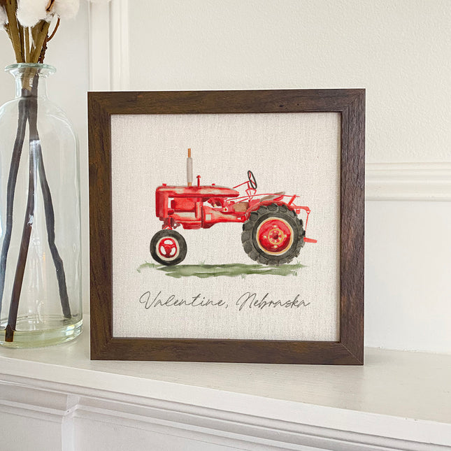 Watercolor Tractor - Custom Framed Sign